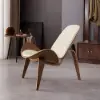 Faux Leather Tripod Slipper Accent Chair with Wooden Legs – White