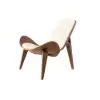 Faux Leather Tripod Slipper Accent Chair with Wooden Legs – White
