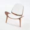 Faux Leather Tripod Slipper Accent Chair with Wooden Legs – White