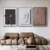 3 Pieces Japandi Canvas Wall Art Print Hanging Wall Decor Set with Rectangle Frame