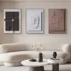 3 Pieces Japandi Canvas Wall Art Print Hanging Wall Decor Set with Rectangle Frame
