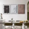 3 Pieces Japandi Canvas Wall Art Print Hanging Wall Decor Set with Rectangle Frame