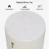 Sintered Stone Top 3-Drawer Round Velvet Bedside Table – White Nightstand Storage