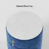 Sintered Stone Top 3-Drawer Round Velvet Bedside Table – Blue Nightstand Storage
