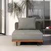 950mm Wide Modern Aluminum & Rattan Outdoor Sofa with Cushion in Gray & Brown
