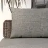 950mm Wide Modern Aluminum & Rattan Outdoor Sofa with Cushion in Gray & Brown