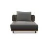 950mm Wide Modern Aluminum & Rattan Outdoor Sofa with Cushion in Gray & Brown