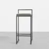 Modern Gray Velvet Upholstered Counter Stools, 2 Pieces