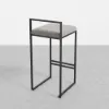 Modern Gray Velvet Upholstered Counter Stools, 2 Pieces