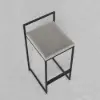 Modern Gray Velvet Upholstered Counter Stools, 2 Pieces