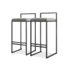 Modern Gray Velvet Upholstered Counter Stools, 2 Pieces