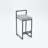 Modern Gray Velvet Upholstered Counter Stools, 2 Pieces