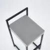 Modern Gray Velvet Upholstered Counter Stools, 2 Pieces