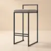 Modern Gray Velvet Upholstered Counter Stools, 2 Pieces