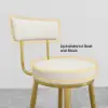 Round White Bar Height Stool Velvet Upholstery with Back & Footrest for Kitchen Island