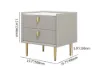 Sintered Stone Top 2-Drawer Leather Bedside Table – Nightstand Drawers Pu