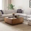 Picture of 90 cm Distressed Pine Wood Square Coffee Table with 4 Drawers