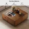 Picture of 90 cm Distressed Pine Wood Square Coffee Table with 4 Drawers
