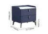 Deep Blue Leather 2-Drawer Bedside Table with Sintered Stone Top