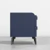 Deep Blue Leather 2-Drawer Bedside Table with Sintered Stone Top