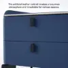 Deep Blue Leather 2-Drawer Bedside Table with Sintered Stone Top