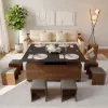 120 cm Lift-Top Extendable Coffee Table with Drawers & Cabinet – Black – Walnut