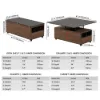 120 cm Lift-Top Extendable Coffee Table with Drawers & Cabinet – Black – Walnut