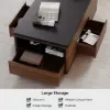 120 cm Lift-Top Extendable Coffee Table with Drawers & Cabinet – Black – Walnut