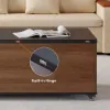 120 cm Lift-Top Extendable Coffee Table with Drawers & Cabinet – Black – Walnut