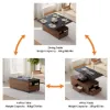 120 cm Lift-Top Extendable Coffee Table with Drawers & Cabinet – Black – Walnut