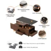 120 cm Lift-Top Extendable Coffee Table with Drawers & Cabinet – Black – Walnut