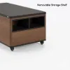 120 cm Lift-Top Extendable Coffee Table with Drawers & Cabinet – Black – Walnut
