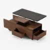 120 cm Lift-Top Extendable Coffee Table with Drawers & Cabinet – Black – Walnut