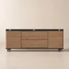 120 cm Lift-Top Extendable Coffee Table with Drawers & Cabinet – Black – Walnut