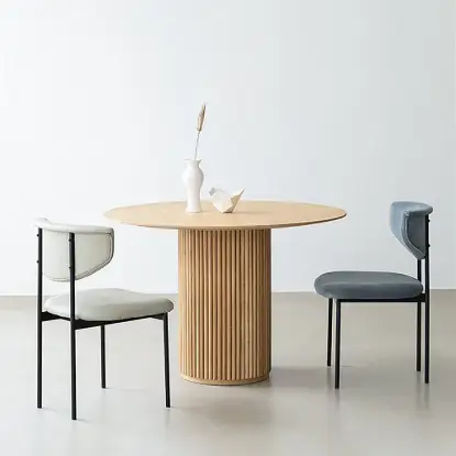 Japandi 100 cm Round Natural Wood Dining Table, Seats 2-4