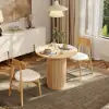 Japandi 80 cm Round Natural Wood Dining Table, Seats 2