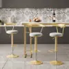 Modern Gray Bar Height Stool Adjustable & Swivel with Velvet Upholstery & Footrest