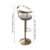 Modern Gray Bar Height Stool Adjustable & Swivel with Velvet Upholstery & Footrest