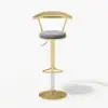 Modern Gray Bar Height Stool Adjustable & Swivel with Velvet Upholstery & Footrest