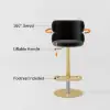 Modern Black & Gold Velvet Swivel Bar Stool with Adjustable Height, 1 Piece
