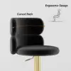 Modern Black & Gold Velvet Swivel Bar Stool with Adjustable Height, 1 Piece