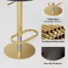 Modern Black & Gold Velvet Swivel Bar Stool with Adjustable Height, 1 Piece