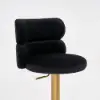 Modern Black & Gold Velvet Swivel Bar Stool with Adjustable Height, 1 Piece