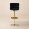 Modern Black & Gold Velvet Swivel Bar Stool with Adjustable Height, 1 Piece