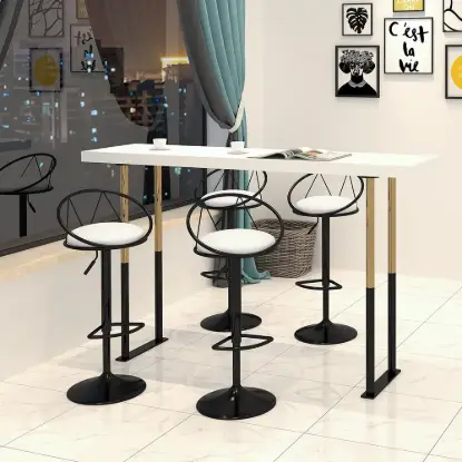 Modern White PU Leather Bar Stool (Set of 2) Adjustable Height & Swivel
