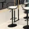 Modern White PU Leather Bar Stool (Set of 2) Adjustable Height & Swivel