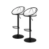 Modern White PU Leather Bar Stool (Set of 2) Adjustable Height & Swivel
