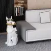 Modern White Dog Resin End table with Tray Top and Tissue Box