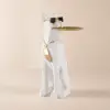 Modern White Dog Resin End table with Tray Top and Tissue Box