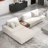 Vewal 3200 mm L-Shaped Modular Cotton & Linen Sectional with Chaise & Ottoman
